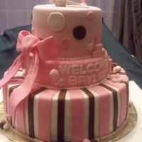 Girl Baby Shower usedmini baby mold & toys mold from first impressin. Bow and accents are fondant. This cake was very heavy TY for looking..