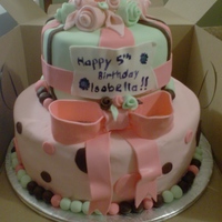 Pink, Green & Brown Girl's Birthday Cake 