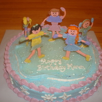 Ice Skating On A Pond Cake Single layer 12" round w/ buttercream and piping gel "ice." Sculpted fondant figures.