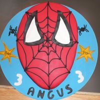 Spiderman Cake I made this for a friends little boy, it's chocolate fudge cake with choc bc. I think his eyes look a bit funny, not sure where I went...