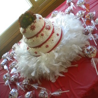 Red And White Daisy's This was a white cake with raspberry mousse filling made for a 55th wedding anniversary. Covered in white satin fondant with daisy cut outs...