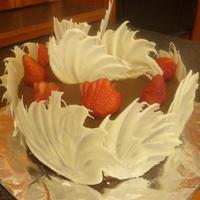 Chocolate Cake With White Chocolate Shards And Strawberries Made this for a bar-b-cue we just had.
