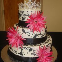 Father Daughter Banquet White cake, buttercream, silk flowers, ribbon