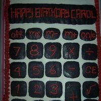Calculator Birthday Cake Birthday cake for an accountant. Made from buttercream and buttons are frozen buttercream transfers.