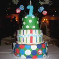 First Birthday Cake Made to match the invitation. Buttercream cake with fondant accents