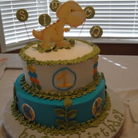 Little Dino Thanks to preciosa225. Marble cake with Whipped Cream Icing. Dinosaurs are printed on picture paper and then placed on fondant. Leaves and...