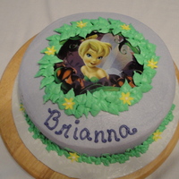 Tinkerbell Strawberry cake with Whipped Icing. Edible image