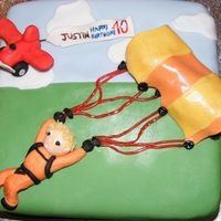 40Th Birthday Cake - Parachute Theme 40th Birthday cake with a parachuting theme. Chocolate sponge with chocolate BC and fondant covered
