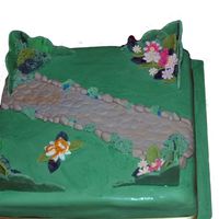 50Yrs Down The Garden Path 50th Wedding Anniversary Cake, choc sponge with choc b/cream 10" square