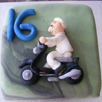 16Th Birthday Cake 16th Birthday cake for guy with new scooter and about to go into army catering corps. Chocolate all round and fondant covered