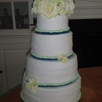 Blue/green Peony Wedding Cake This cake was for my best friends wedding. Her colors will blue and green and she had peonys and hydrangeas as her flowers.