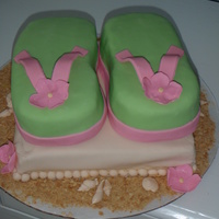 Flip Flop Cake Flip flop cake created for beach trip. Traveled 8 hours so it has a few bumps and bruises.