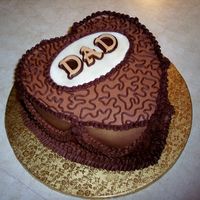 Rlr Father's Day 2009 Amaretto pound cake, chocolate buttercream icing, # 3 tip cornelli lace, fondant plaque brushed with gold pearl dust, fondant mold letters...