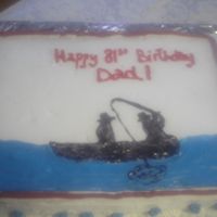 Fishing Theme Birthday Cake Sheet cake made formy father-in-law's 80th birthday.