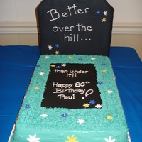 Happy 80Th Birthday For a friend's Father's 80th Birthday. Tombstone is poundcake with vanilla buttercream and black fondant, writing is RI. Grave is...