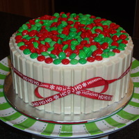 Christmas Candy Barrel Cake My friends loved the candy barrel cake, so I wanted to try to make a Christmas looking one for a get-together tonight.