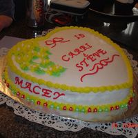 First Public Presentation this is an aniversary cake for my niece. it was the first one of my cakes anyone got to see, i was very nervous !