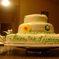 My First Fondant Cake This is a tier cake covered in marshmellow fondant. This is my first attempt at this and it came out okay.