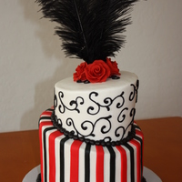 Black & Red Topsy Turvey This was my very first topsy turvey cake! happy with the result! Covered with BC, fondant stripes. TFL