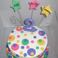 Birthday Cake For 2 Year Old Chocolate cake with vanilla buttercream and fondant accents.