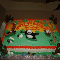 Kung Fu Panda Birthday Cake Vanilla cake with vanilla buttercream. I made this cake for my friend's son for his 4th birthday. My 4th cake.