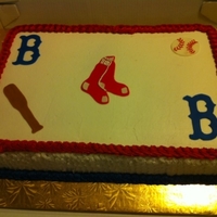 Bosto Red Sox Sheet Cake Hi,I made this cake for a church. They wanted a sheet cake with the Red Sox theme. Puertorican cake with brandy and almond flavored...