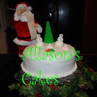 Brown Thanksgiving/christmas 2007 Yellow Cake Strawberry Filling. The Christmas tree is an upside down ice cream cone. The Snowman and Snowballs are fondant.