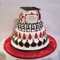 Red, White And Black Graduation This is a cake to serve 162 people. All edible except the tassel and the diploma. Three different kinds of cake.