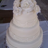 White Wedding Cake 2nd Wedding cake, first all mmf fondant and fondant roses. Thanks to CakesbyCarla for your help