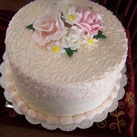 Pink Birthday Cake Buttercream frosting with Fondant roses