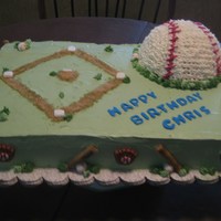 Baseball Made this cake for my nephew's birthday. Baseball is RCT covered in BC. Daimond is brown sugar.