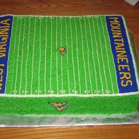 Wvu Football Field Cake A cake made for a West Virginia Mountaineers Fan. All buttercream icing.