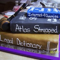 Books Cake For A New Judge This cake is for a newly appointed judge. It is all fondant. Gavel is fondant. Everything except the handle of the Gavel is edible.