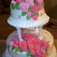 Wedding Cake Two Tier Pink & White Wedding Cake