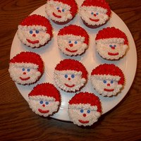 Santa Cupcakes Santa cupcakes for my grandson's kindergarten Christmas party. Yellow cupcakes with cream filling and buttercream Santa. I saw this...