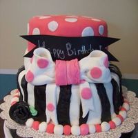 Girly Birthday Cake Marble cake in 6" and 8" rounds, covered in Fran's buttercream and fondant.