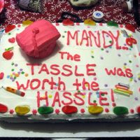 High School Graduation The cake was made with cake covered in pink buttercream - I was particularly proud of the detail I was able to get with the tassle! :)