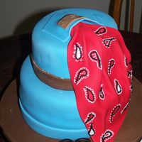 Denim & Bandana covered in fondant, gumpaste bandana