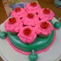 Brithday Rose The idea behind this was so while at work, she and the office could enjoy the cupcakes and then she had a beautiful cake to bring home to...