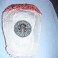 Starbucks Cake The Starbucks label is from a cup cozy that I lined with parchment paper to protect it. The cake is pumpkin with cream cheese frosting in...