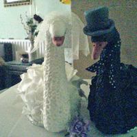 Bride & Groom Swans I made these swans a smaller version of my other swans and put them on my Sisters fairy cake tier stand. With her fresh creamed fairy cakes...