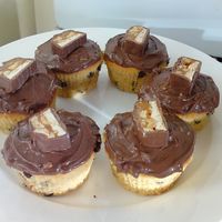 Chocolate Peanut Butter Cupcakes. Found the recipe in a cupcake book, tweaked it a bit, added choc-chips to the Peanut Butter cake, Nutella and peanut butter spread for the...