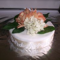 Nanna's Birthday Made this for my son's great grandmother. Caramel Mudcake, RTR Icing, some fake flowers and a ribbon. I wanted to do something simple...