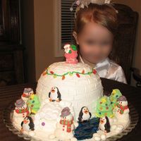Party At The Igloo We made this for our Family Christmas Party. Baked it in a Stainless steel bowl. Used a Twinkie for the front door of the cake with mini...