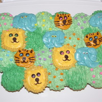 Lions & Tigers And Elephants Oh My! Cupcake cake for 6th Birthday to share with classmates. :)