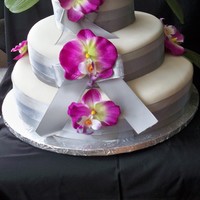 Wedding Cake Ivory Fondant, Silver Ribbon