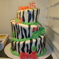 Zebra Topsy Turvy this was my very 1st topsy turvy cake, have a long way to go with these but over all i think it came out well for my 1st time!