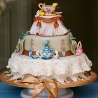 Tea Party Cake Ta party cake for my daughter's teacher who retired after 20 years.