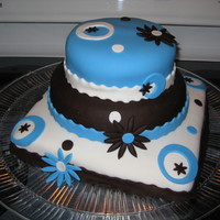 Birthday Aqua, brown and white fondant. Vanilla rum cake and chocolate cake