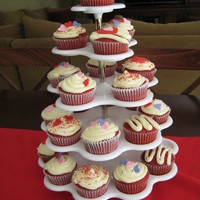 Valentine Cupcake Tower Valentine Cupcake Tower - Red Velvet Cupcakes and Fondant decorations